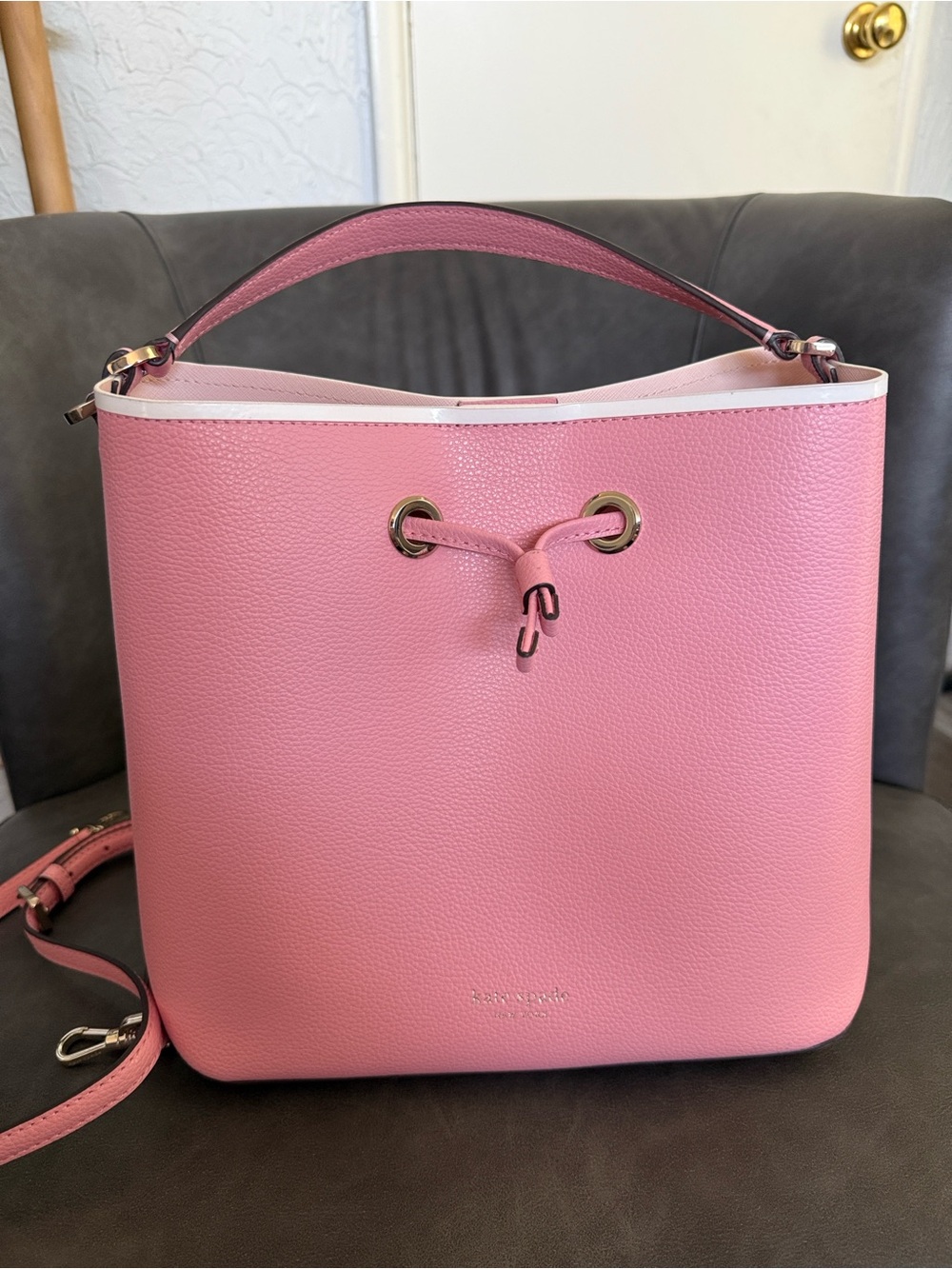 kate spade Pebbled Pink Drawstring Shoulder Bag